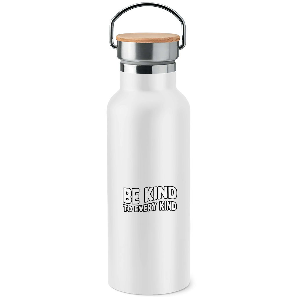 BE KIND TO EVERY KIND | EDELSTAHL-TRINKFLASCHE MIT BAMBUSDECKEL