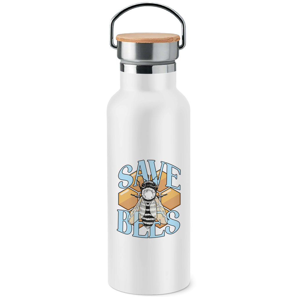 SAVE BEES | EDELSTAHL-TRINKFLASCHE MIT BAMBUSDECKEL