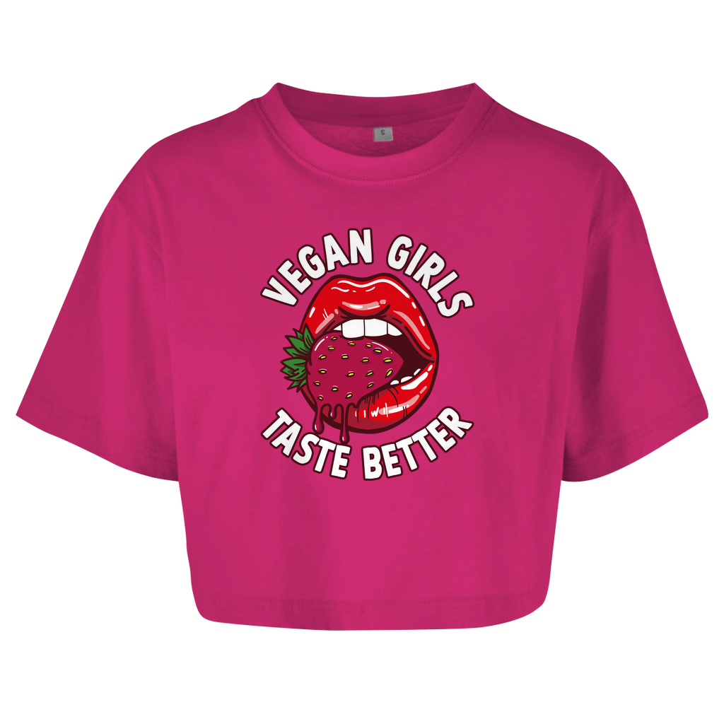 VEGAN GIRLS TASTE BETTER | DAMEN OVERSIZE CROP TOP