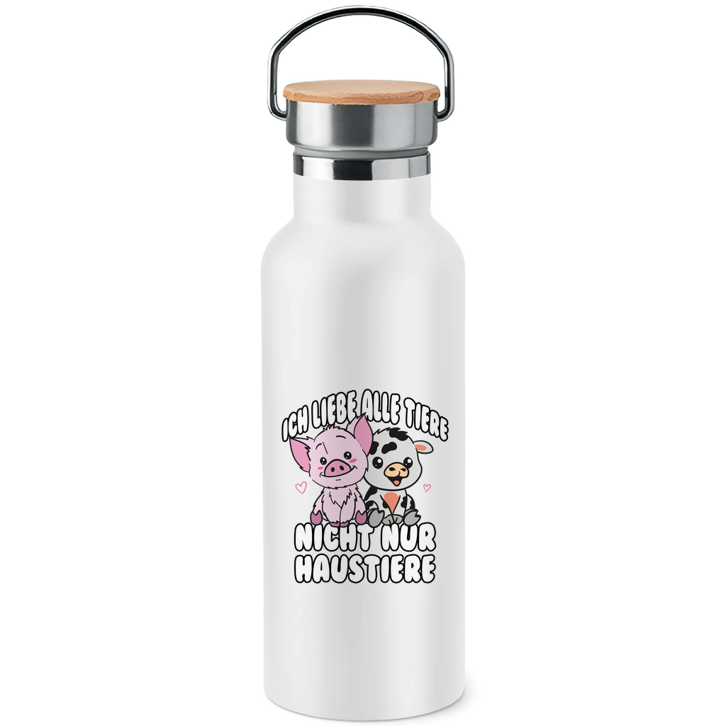 ICH LIEBE ALLE TIERE | EDELSTAHL-TRINKFLASCHE MIT BAMBUSDECKEL