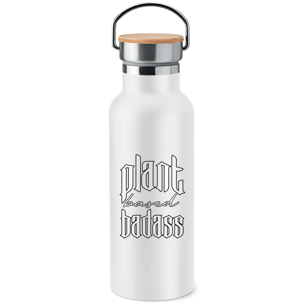 PLANT BASED BADASS | EDELSTAHL-TRINKFLASCHE MIT BAMBUSDECKEL
