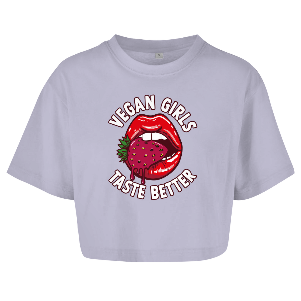 VEGAN GIRLS TASTE BETTER | DAMEN OVERSIZE CROP TOP