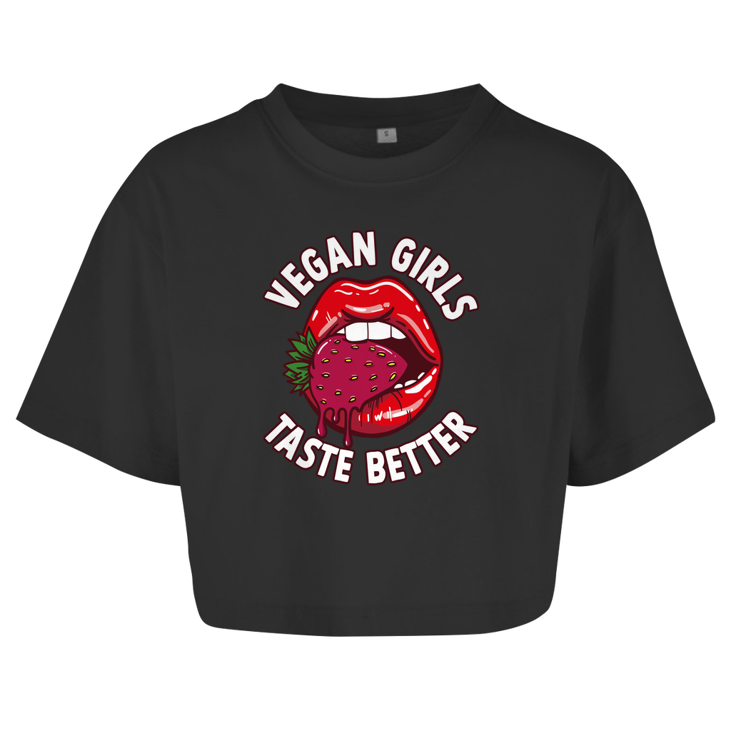 VEGAN GIRLS TASTE BETTER | DAMEN OVERSIZE CROP TOP