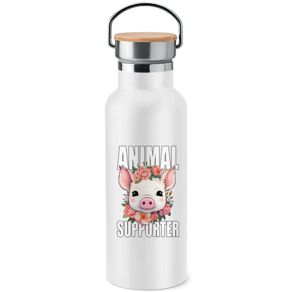 ANIMAL SUPPORTER | EDELSTAHL-TRINKFLASCHE MIT BAMBUSDECKEL