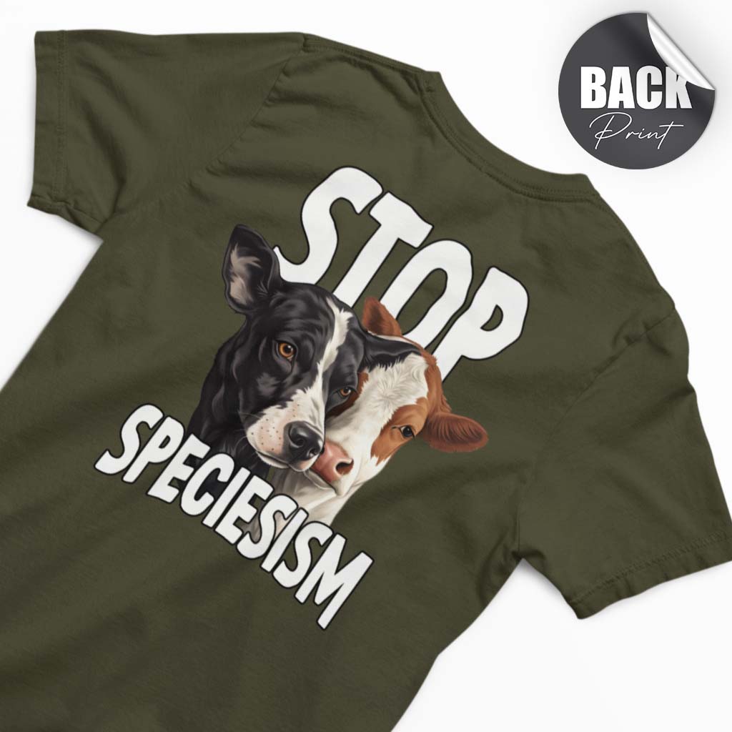 STOP SPECIESISM | HERREN PREMIUM V-NECK BIO SHIRT | BACK PRINT