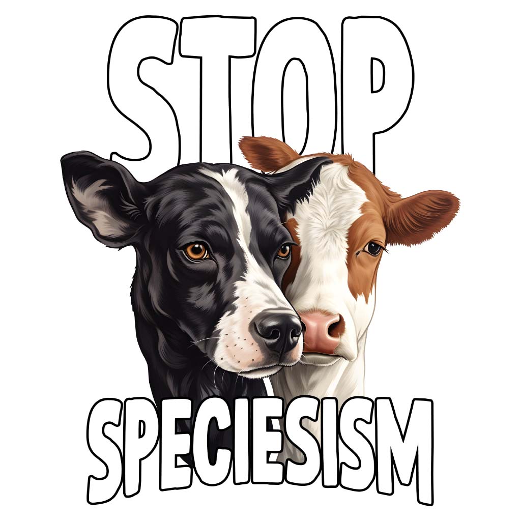 STOP SPECIESISM | DAMEN PREMIUM V-NECK BIO SHIRT | BACK PRINT