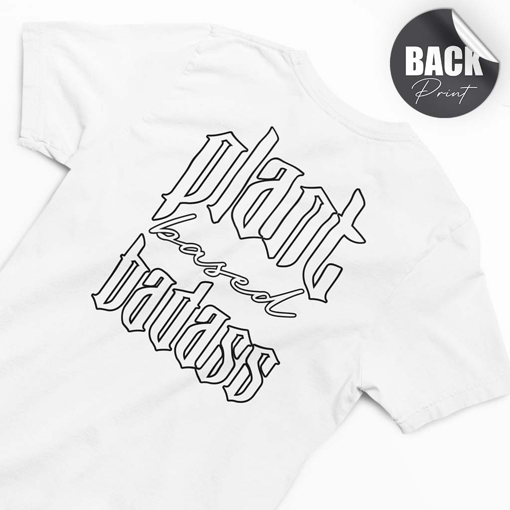 PLANT BASED BADASS | HERREN PREMIUM V-NECK BIO SHIRT | BACK PRINT
