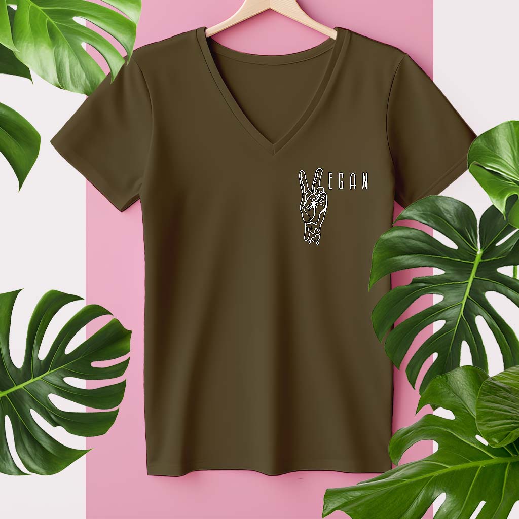 VEGAN PEACE | DAMEN PREMIUM V-NECK BIO SHIRT