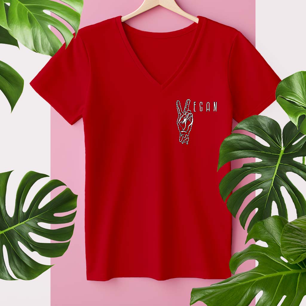 VEGAN PEACE | DAMEN PREMIUM V-NECK BIO SHIRT