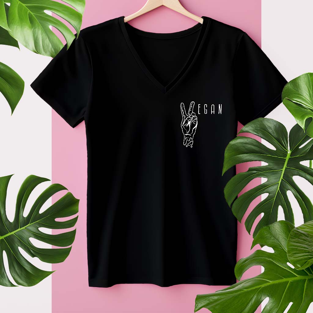 VEGAN PEACE | DAMEN PREMIUM V-NECK BIO SHIRT