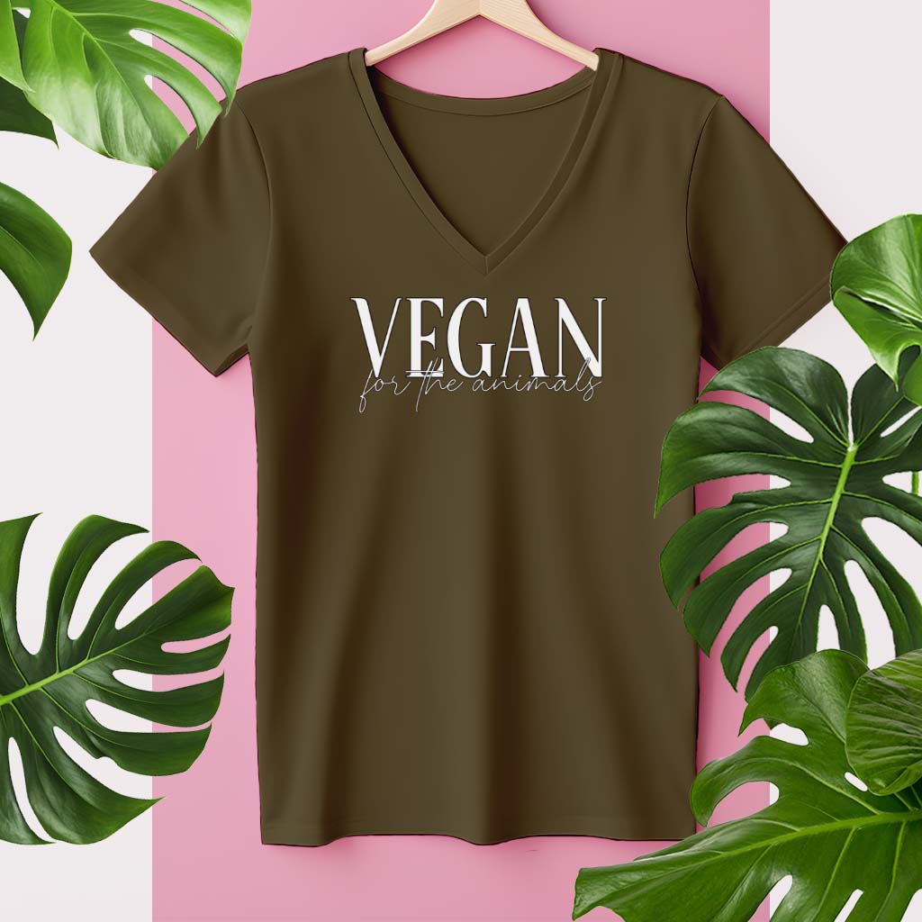 VEGAN FOR THE ANIMALS | DAMEN PREMIUM V-NECK BIO SHIRT
