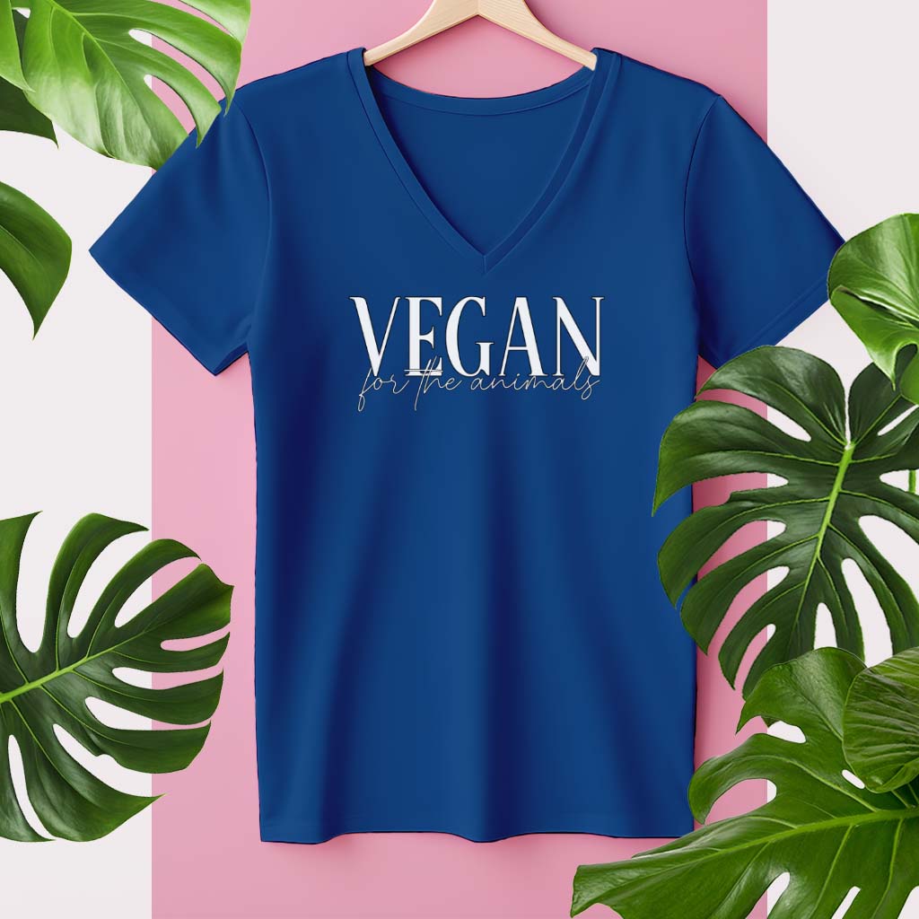 VEGAN FOR THE ANIMALS | DAMEN PREMIUM V-NECK BIO SHIRT