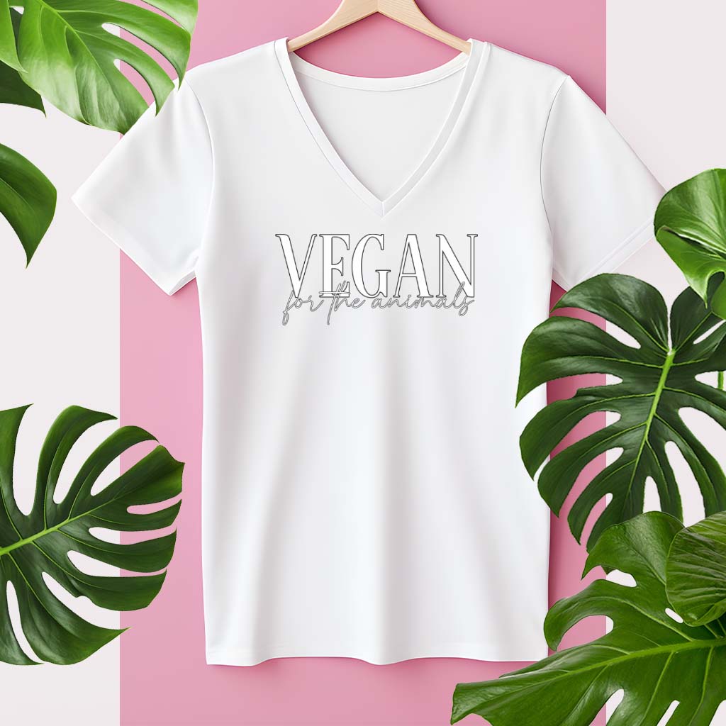VEGAN FOR THE ANIMALS | DAMEN PREMIUM V-NECK BIO SHIRT