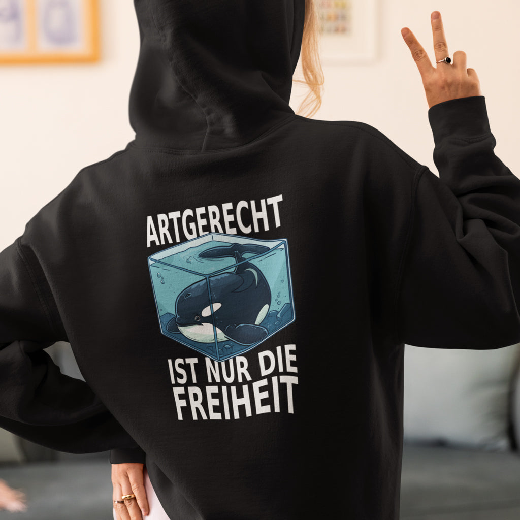 FREIHEIT | DAMEN PREMIUM BIO HOODIE | BACK PRINT (L)