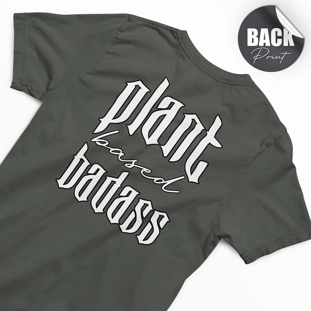 PLANT BASED BADASS | HERREN PREMIUM BIO SHIRT | BACK PRINT