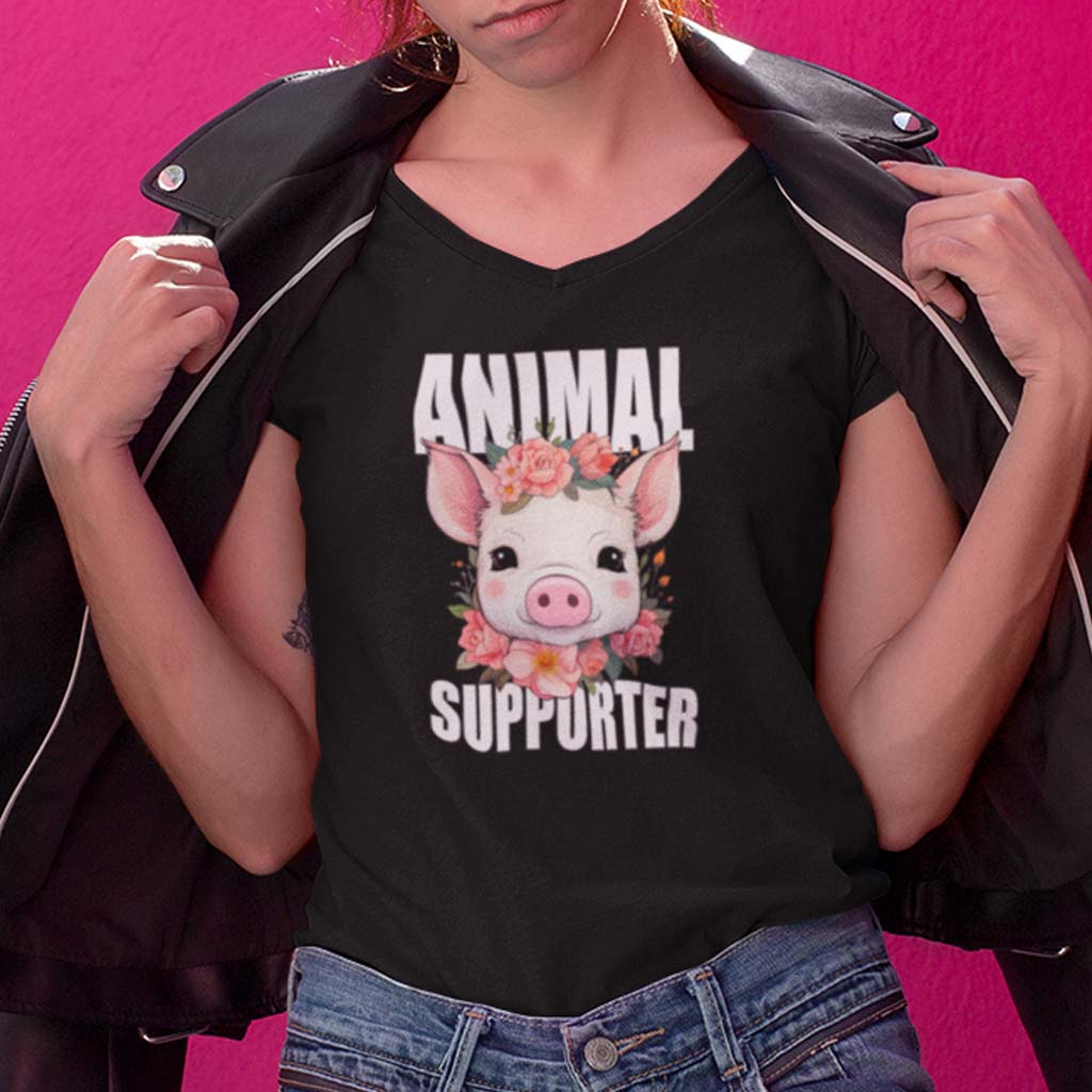 ANIMAL SUPPORTER | DAMEN PREMIUM V-NECK BIO SHIRT