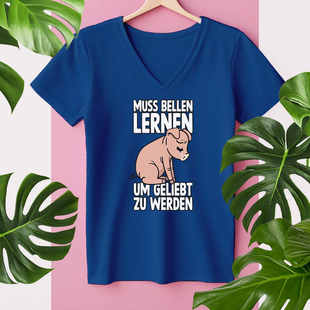 MUSS BELLEN LERNEN | DAMEN PREMIUM V-NECK BIO SHIRT