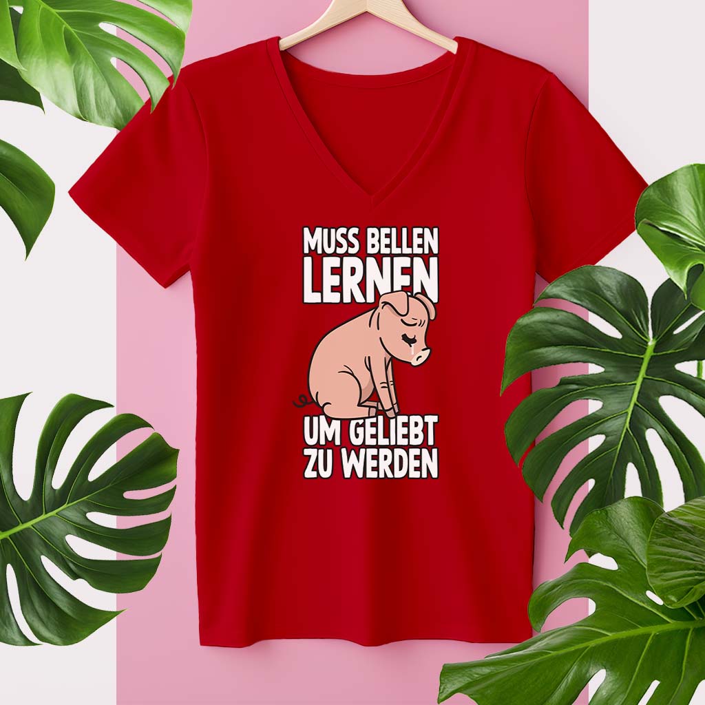 MUSS BELLEN LERNEN | DAMEN PREMIUM V-NECK BIO SHIRT