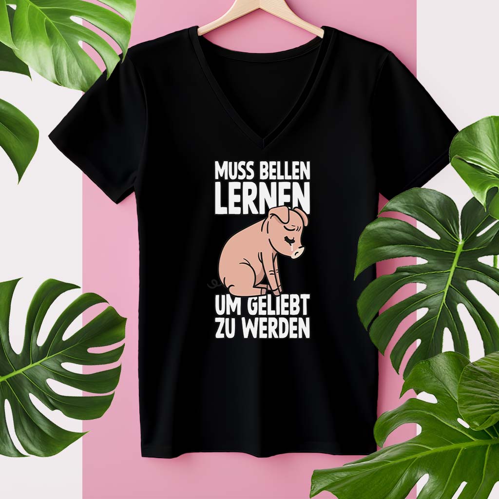 MUSS BELLEN LERNEN | DAMEN PREMIUM V-NECK BIO SHIRT