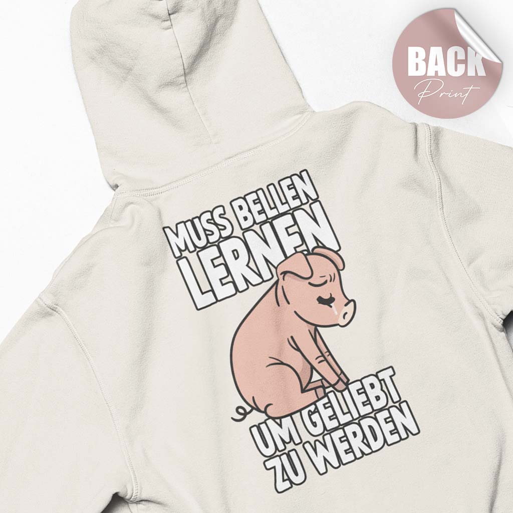 MUSS BELLEN LERNEN | DAMEN PREMIUM BIO HOODIE | BACK PRINT