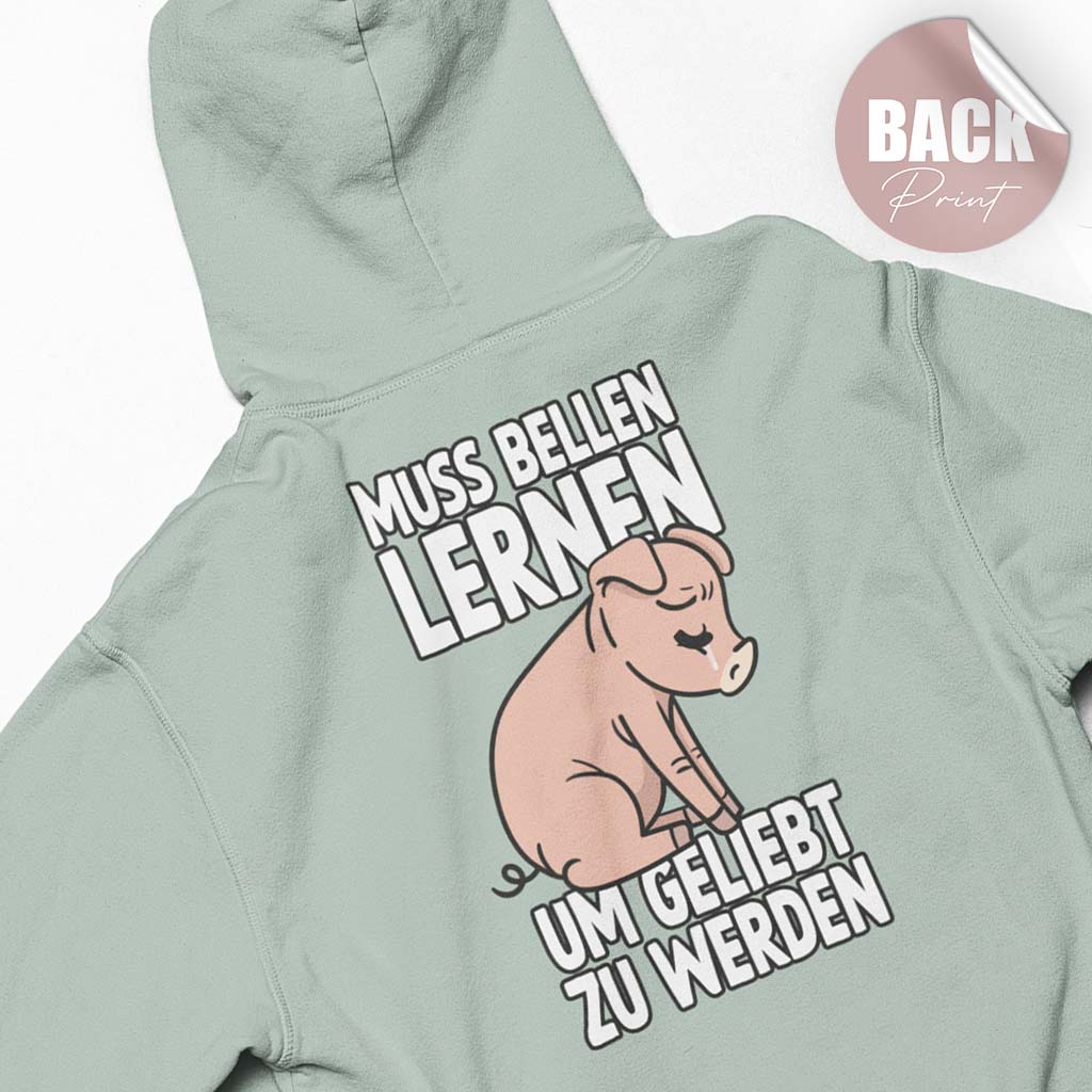 MUSS BELLEN LERNEN | DAMEN PREMIUM BIO HOODIE | BACK PRINT