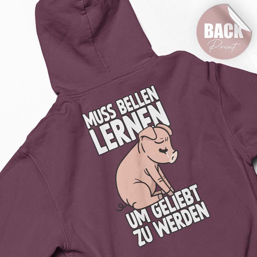 MUSS BELLEN LERNEN | DAMEN PREMIUM BIO HOODIE | BACK PRINT