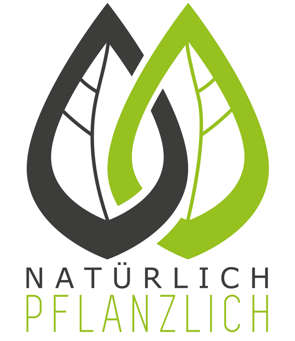 Natürlichpflanzlich Logo – zwei sich treffende Blätter, Symbol für vegane Werte und Tierschutz