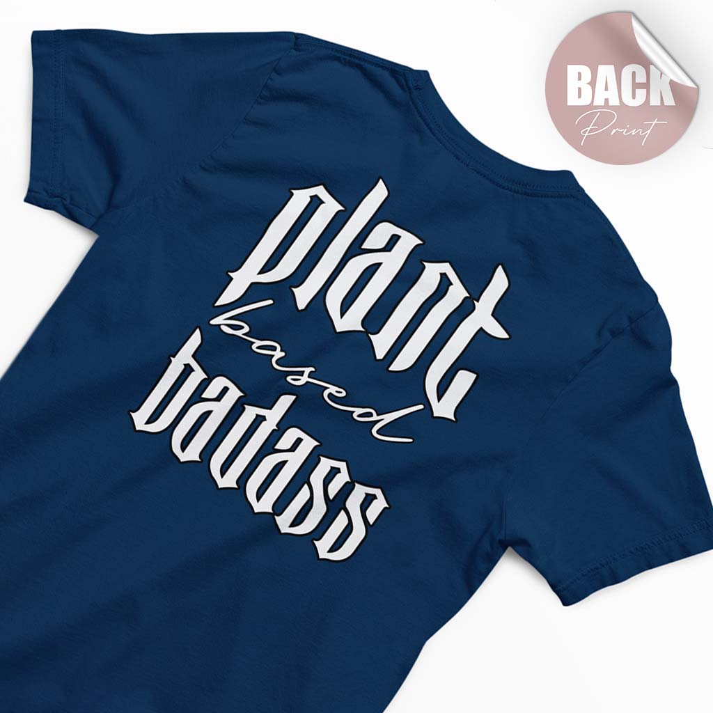 PLANT BASED BADASS | DAMEN PREMIUM V-NECK BIO SHIRT | BACK PRINT