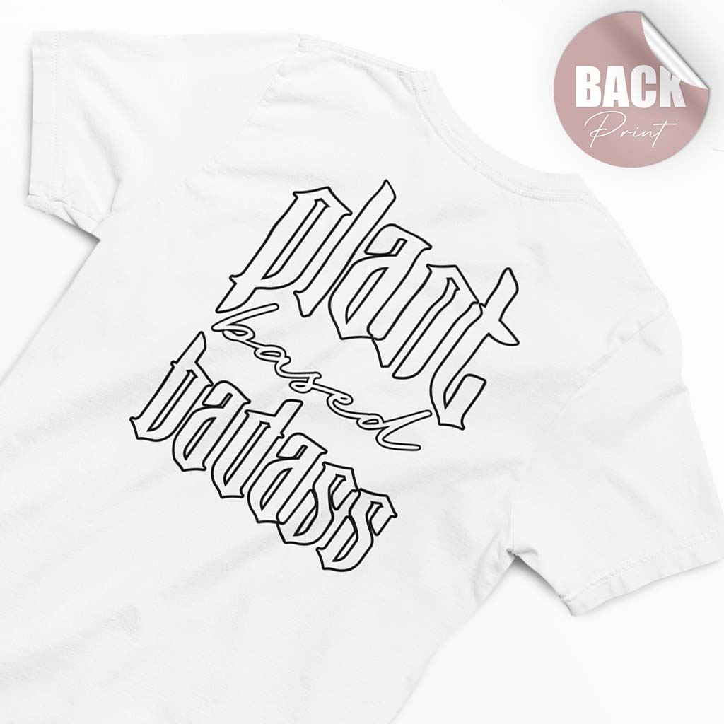 PLANT BASED BADASS | DAMEN PREMIUM V-NECK BIO SHIRT | BACK PRINT