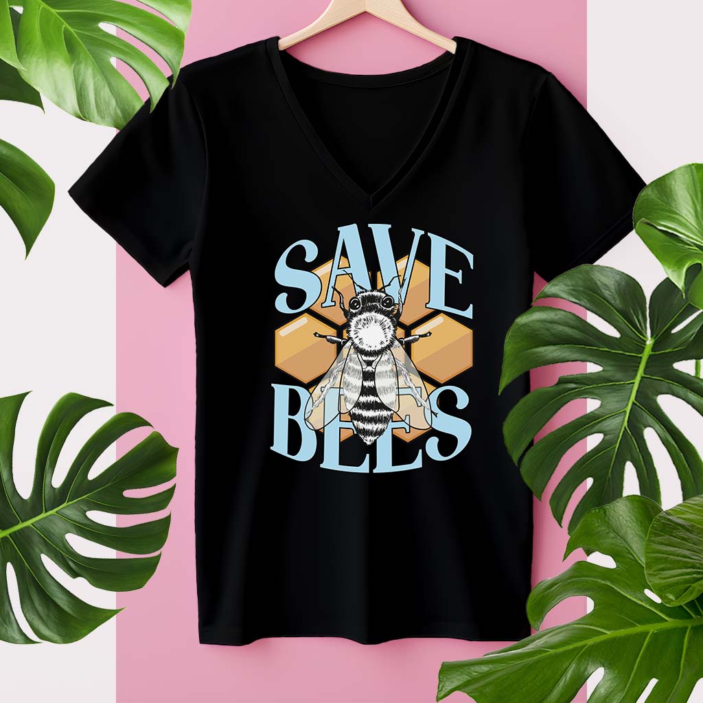 SAVE BEES | DAMEN PREMIUM V-NECK BIO SHIRT