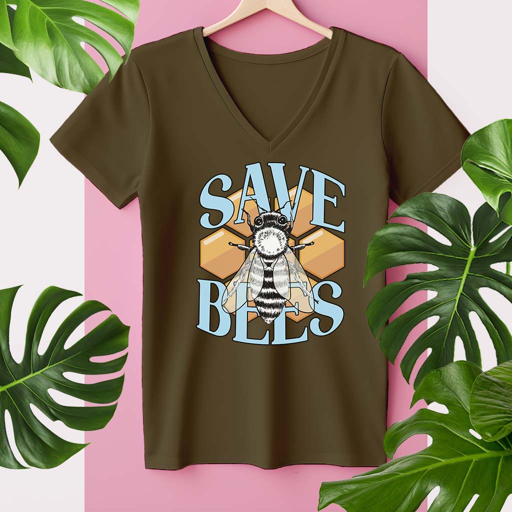 SAVE BEES | DAMEN PREMIUM V-NECK BIO SHIRT