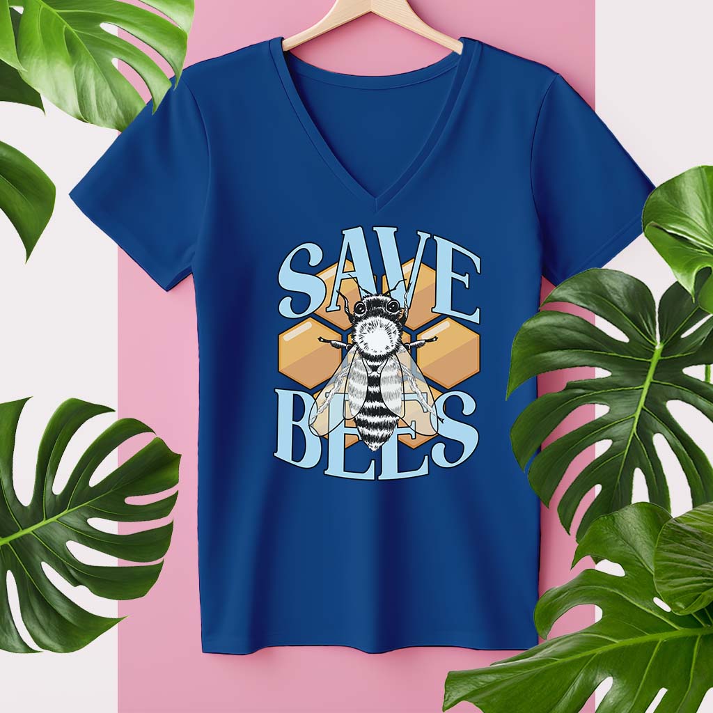 SAVE BEES | DAMEN PREMIUM V-NECK BIO SHIRT