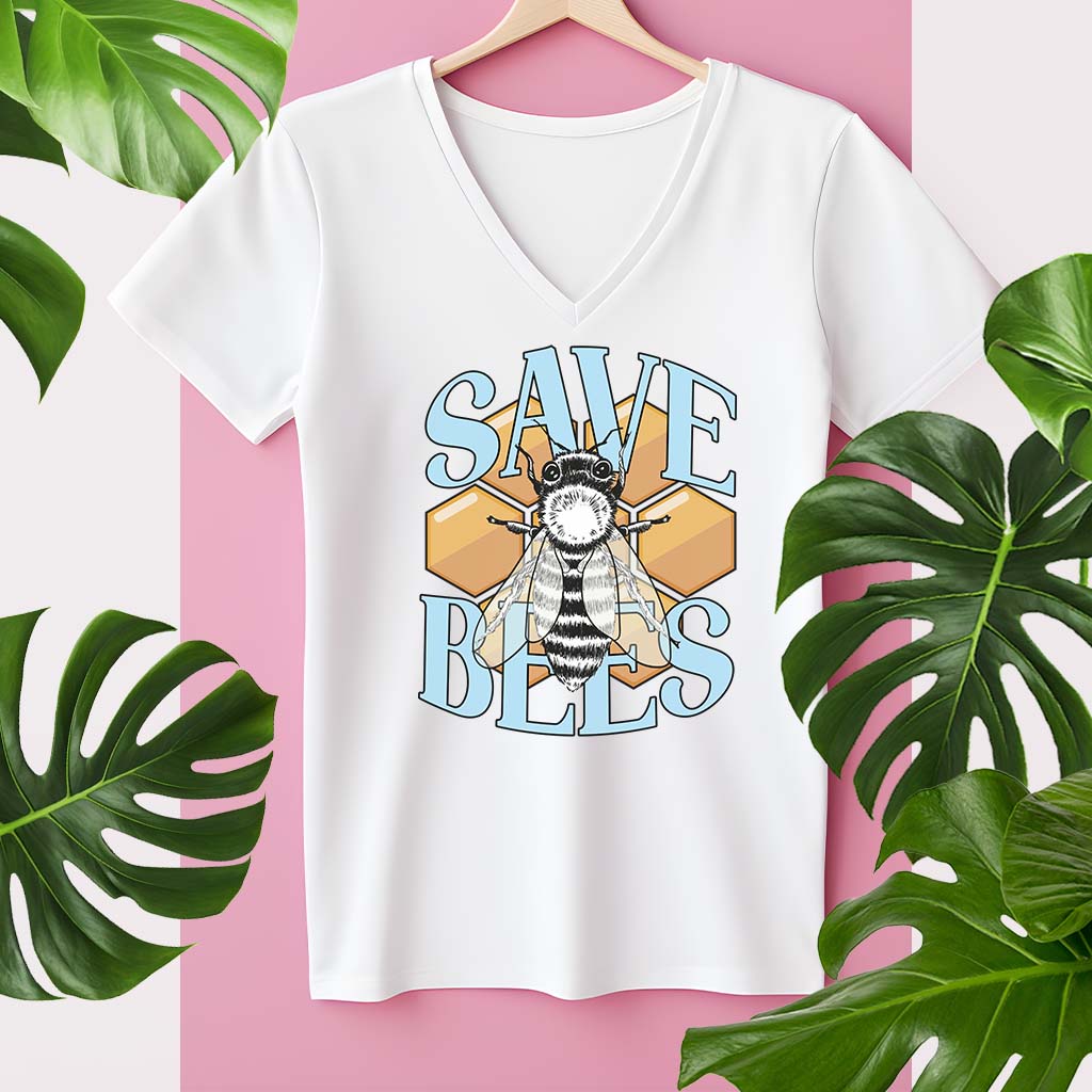 SAVE BEES | DAMEN PREMIUM V-NECK BIO SHIRT