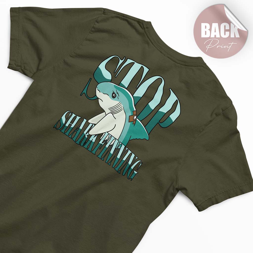 STOP SHARKFINNING | DAMEN PREMIUM V-NECK BIO SHIRT | BACK PRINT
