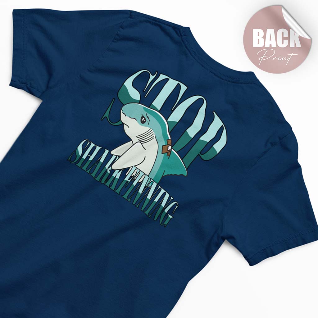 STOP SHARKFINNING | DAMEN PREMIUM V-NECK BIO SHIRT | BACK PRINT