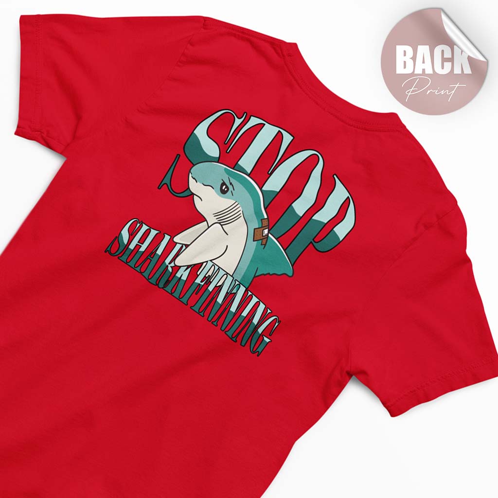 STOP SHARKFINNING | DAMEN PREMIUM V-NECK BIO SHIRT | BACK PRINT