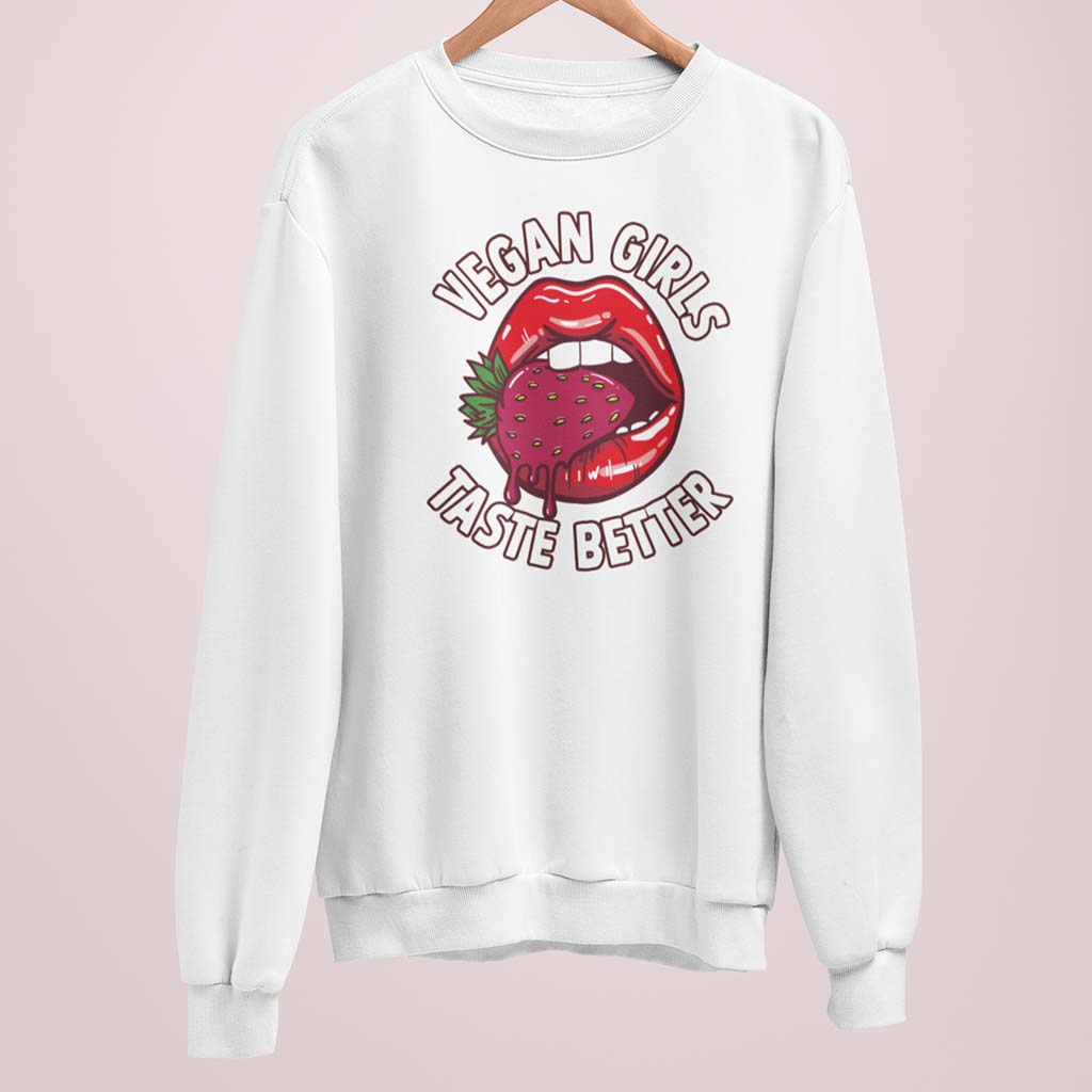 VEGAN GIRLS TASTE BETTER | DAMEN PREMIUM BIO SWEATSHIRT