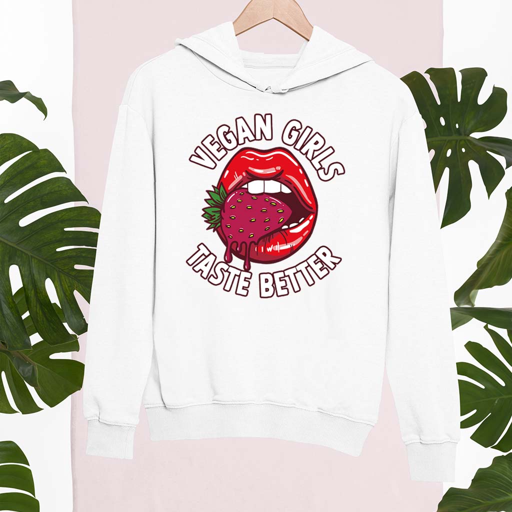 VEGAN GIRLS TASTE BETTER | DAMEN PREMIUM BIO HOODIE