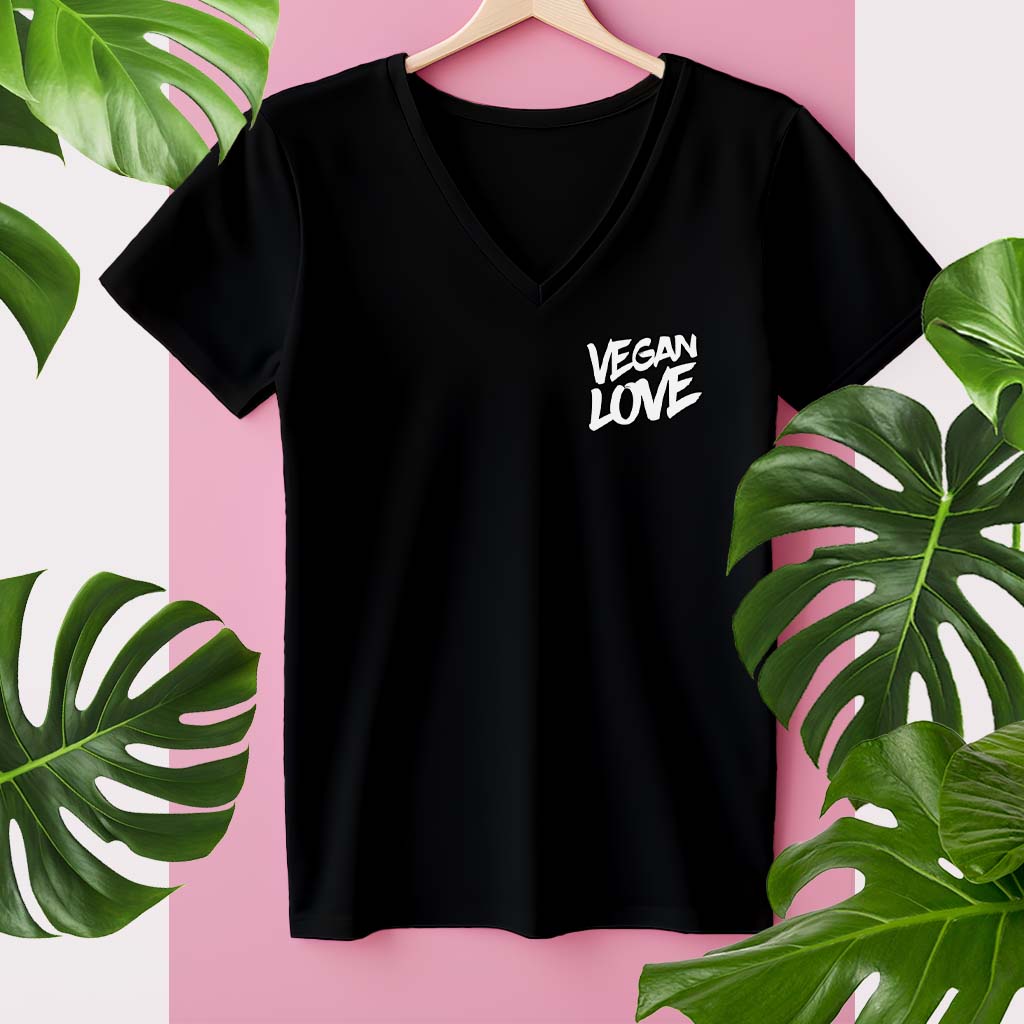 VEGAN LOVE | DAMEN PREMIUM V-NECK BIO SHIRT