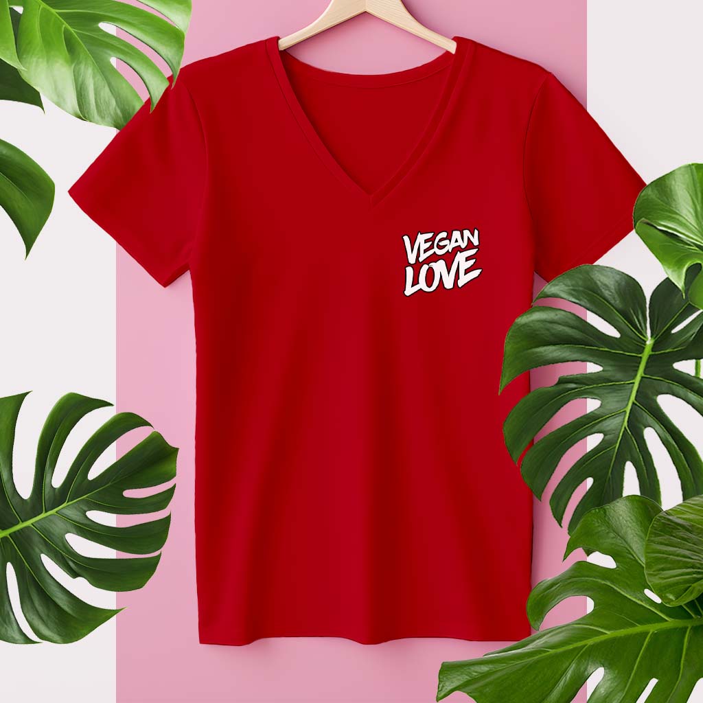VEGAN LOVE | DAMEN PREMIUM V-NECK BIO SHIRT