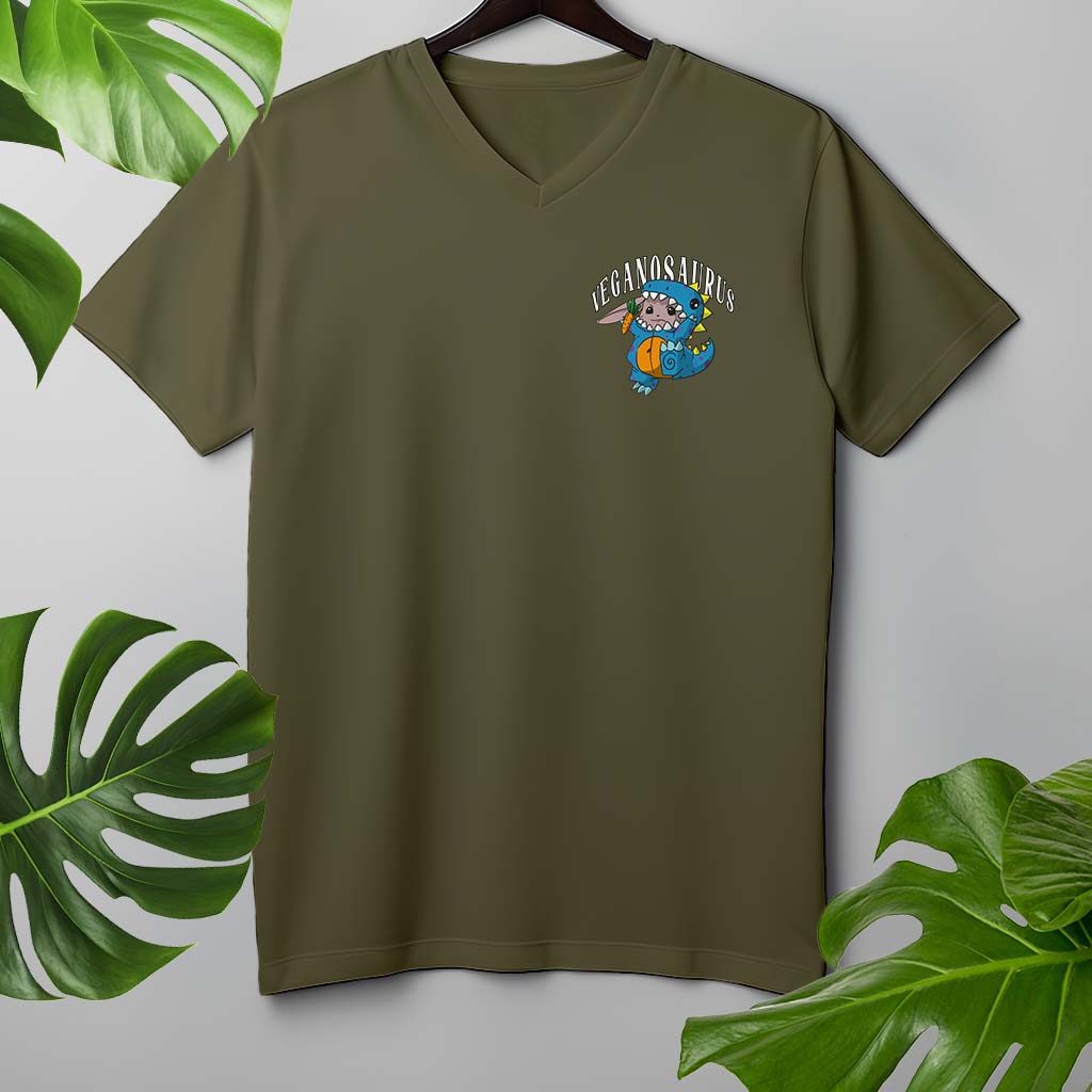 VEGANOSAURUS | HERREN PREMIUM V-NECK BIO SHIRT