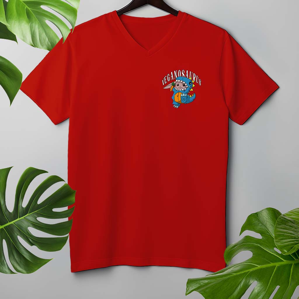 VEGANOSAURUS | HERREN PREMIUM V-NECK BIO SHIRT