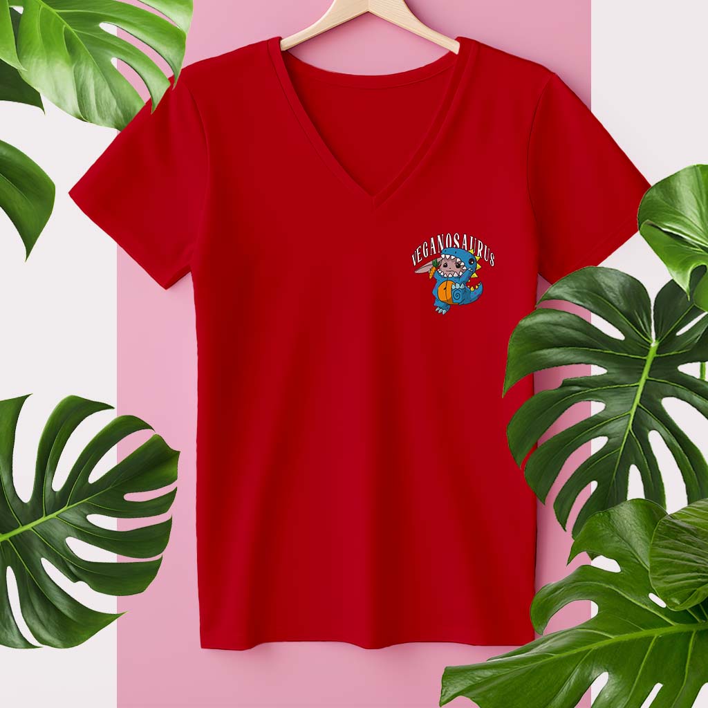 VEGANOSAURUS | DAMEN PREMIUM V-NECK BIO SHIRT