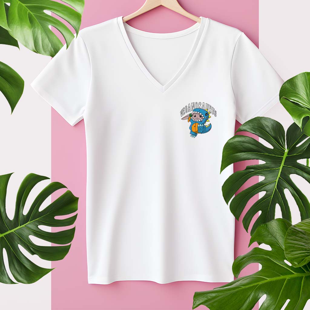 VEGANOSAURUS | DAMEN PREMIUM V-NECK BIO SHIRT
