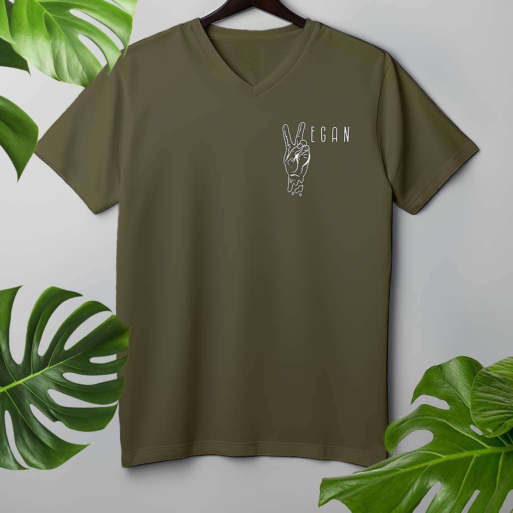 VEGAN PEACE | HERREN PREMIUM V-NECK BIO SHIRT