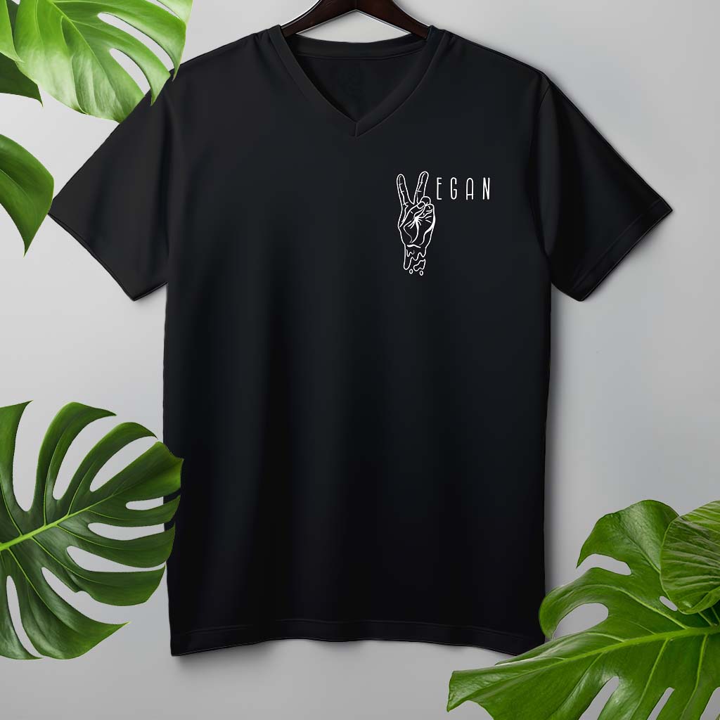 VEGAN PEACE | HERREN PREMIUM V-NECK BIO SHIRT