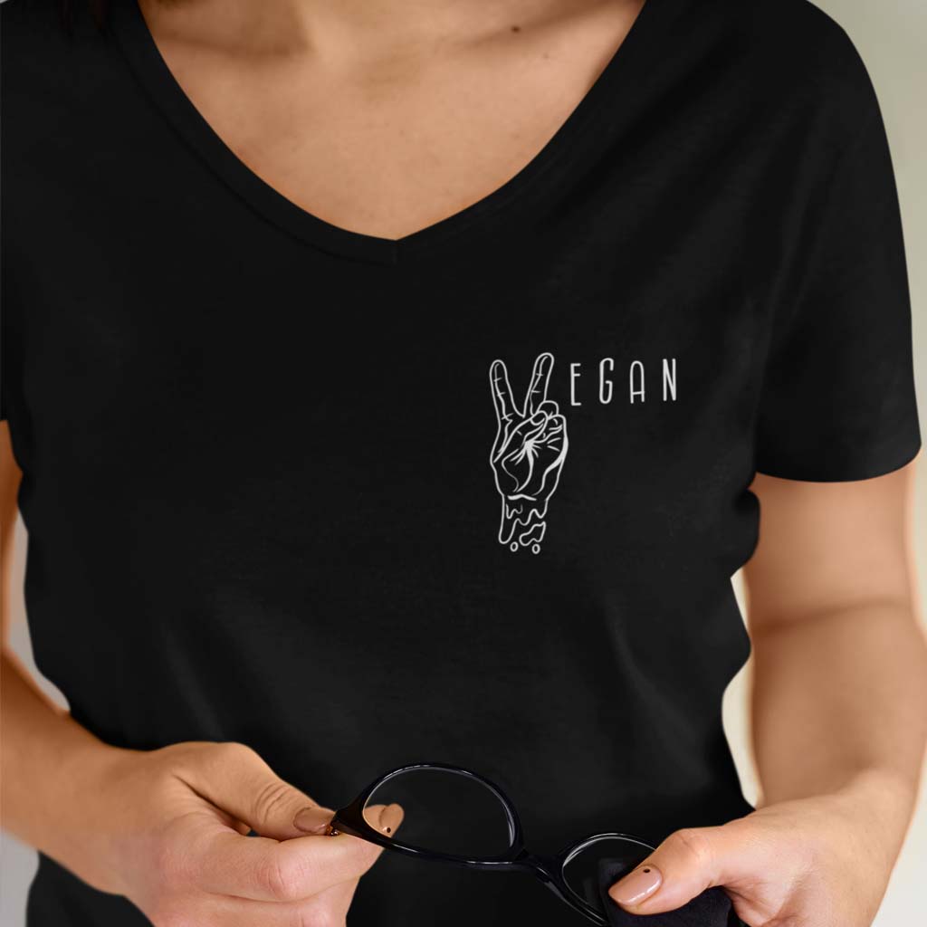 VEGAN PEACE | DAMEN PREMIUM V-NECK BIO SHIRT