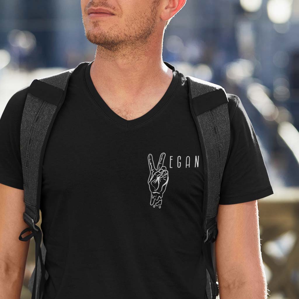 VEGAN PEACE | HERREN PREMIUM V-NECK BIO SHIRT