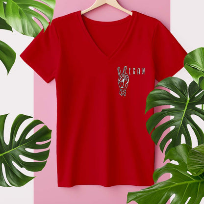 VEGAN PEACE | DAMEN PREMIUM V-NECK BIO SHIRT