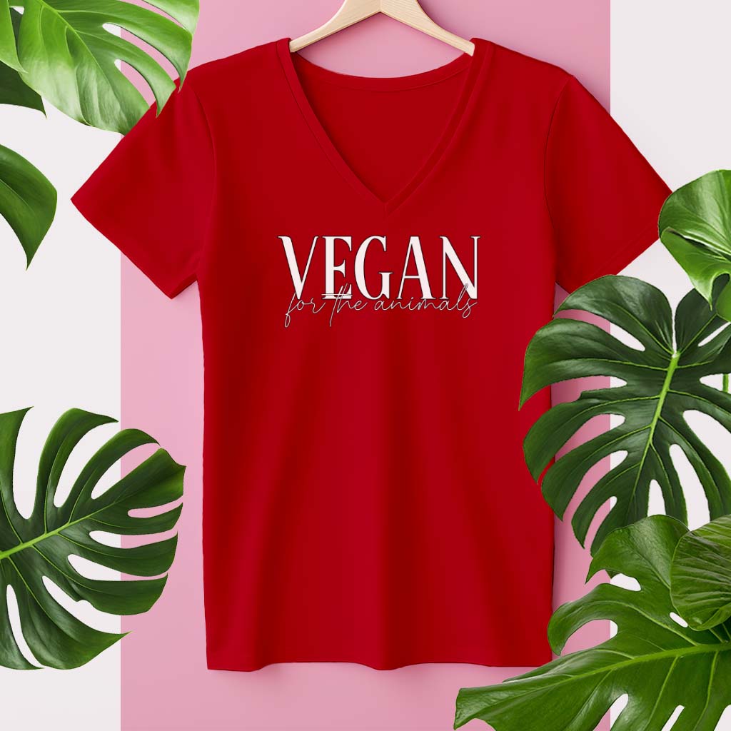VEGAN FOR THE ANIMALS | DAMEN PREMIUM V-NECK BIO SHIRT